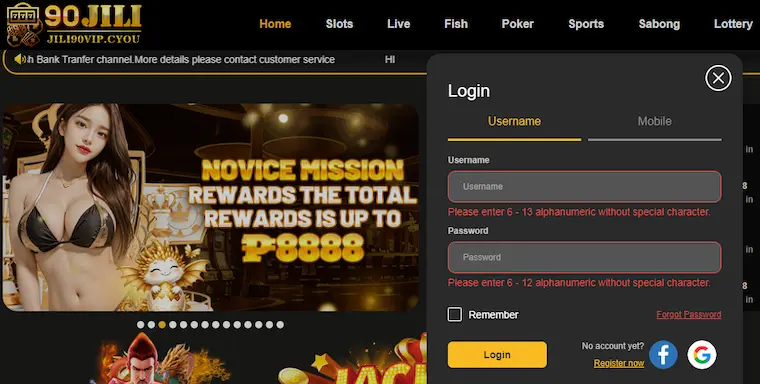 Instructions for 90 Jili casino login account on PC