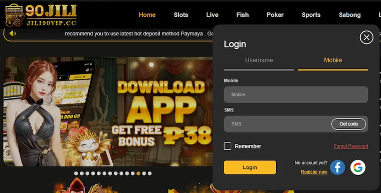 Instructions for logging into 90 Jili Casino on Mobile